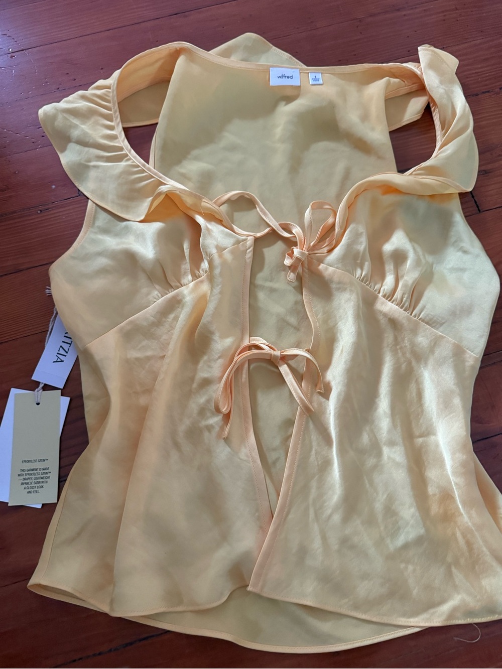 Aritzia Wilfred Tonka Satin Blouse NWT Sunflower Yellow Size S